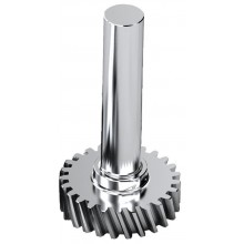 Helical cut pinion with shaft for worm gear